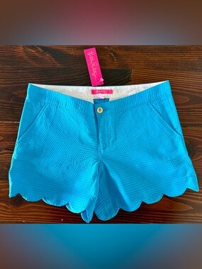 Lilly Pulitzer Women's Scalloped Hem Shorts - Cumulus Blue